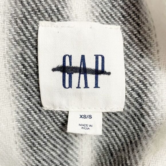 GAP Boho Fringed Poncho Cream & Gray Striped Wool Blend Oversized Size XS/S | OS - Picture 13 of 15